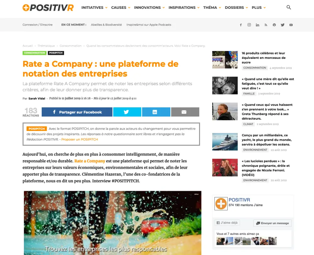 PRESSE: PositivR présente notre initiative sur son site